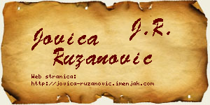 Jovica Ružanović vizit kartica